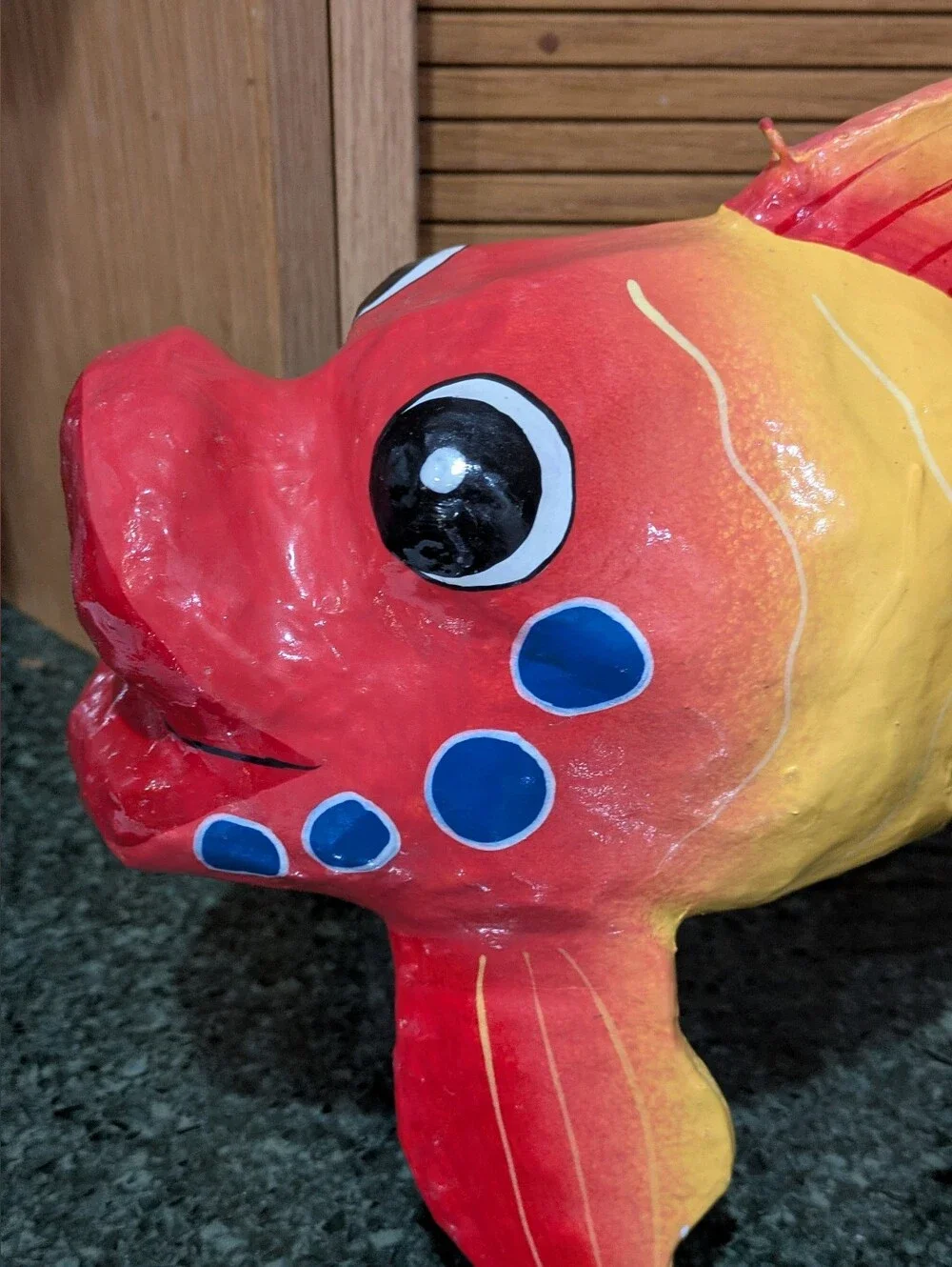 Paper Mache 3 Large Colorful Fish. Beautiful Decorative Set. EUC
